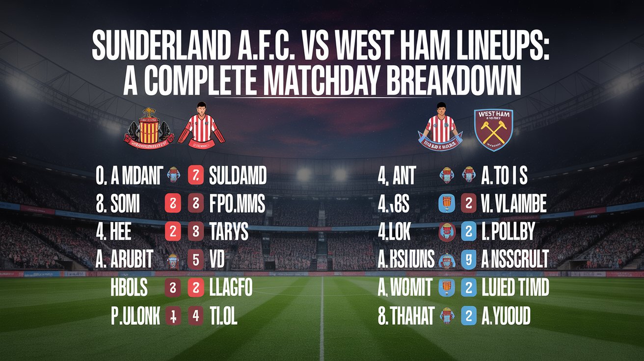 sunderland a.f.c. vs west ham lineups